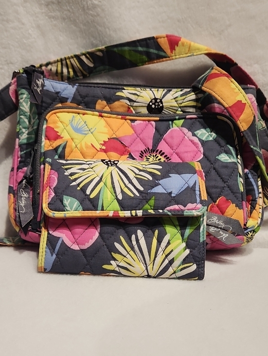 Vera Bradley Handbags - Vera Bradley 2pc. Quilted Floral Shoulder Bag in Navy Multi & Wallet